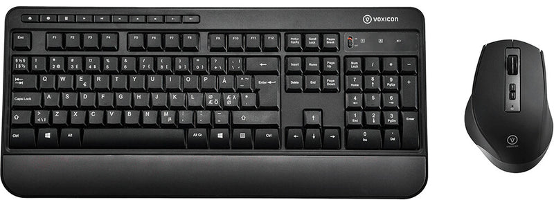 Voxicon 295WL tastatur Mus inkluderet Kontor RF trådløst QWERTY Nordisk Sort