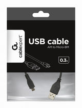 Gembird USB 2.0/microUSB 2.0, 0.3m USB-kabel 0,3 m USB A Micro-USB B Sort