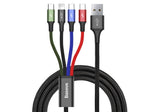 Baseus CA1T4-B01 kabel til mobiltelefon Sort 1,2 m USB A Lightning + micro-USB B + USB C