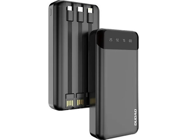 DUDAO capacious powerbank with 3 built-in cables 20000mAh USB Type C + micro USB + Lightning black ( K6Pro+) Lithium polymer (LiPo) Sort