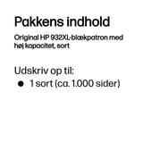 HP Original 932XL-blækpatron med høj kapacitet, sort
