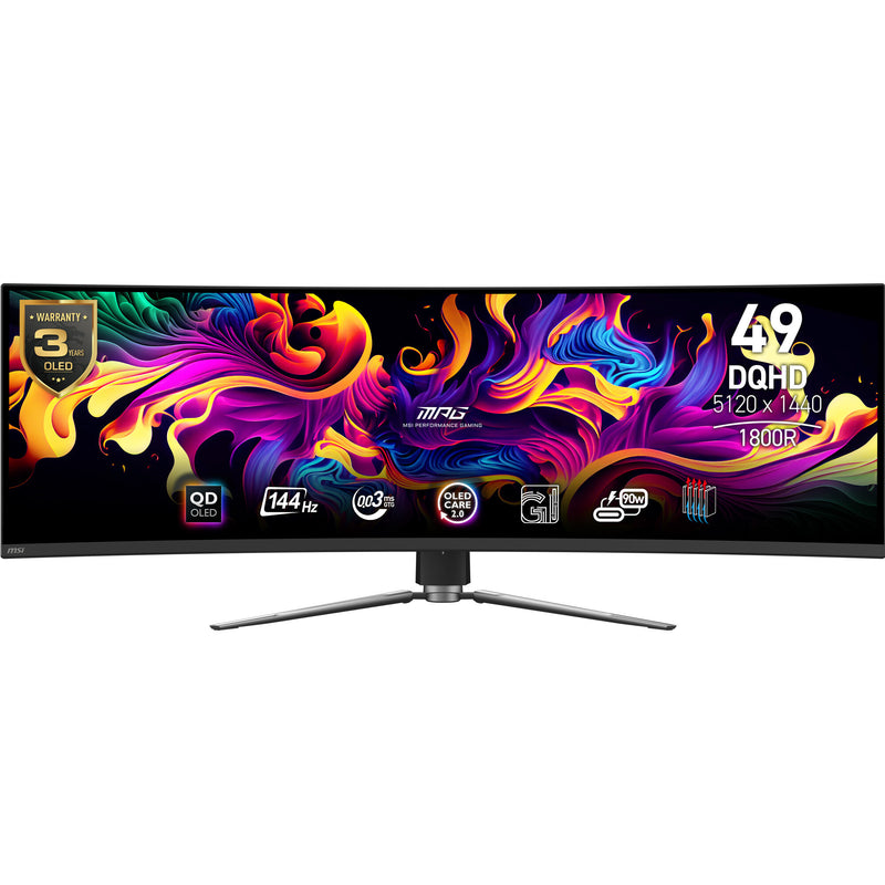 MSI MPG 491CQPDE QD-OLED computerskærm 124,5 cm (49") 5120 x 1440 pixel Dual QHD Sort