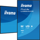 iiyama LH8664UHS-B3AG skilte display Digital fladpaneldisplay 2,17 m (85.6") Wi-Fi 500 cd/m² 4K Ultra HD Sort Indbygget processer Android 24/7