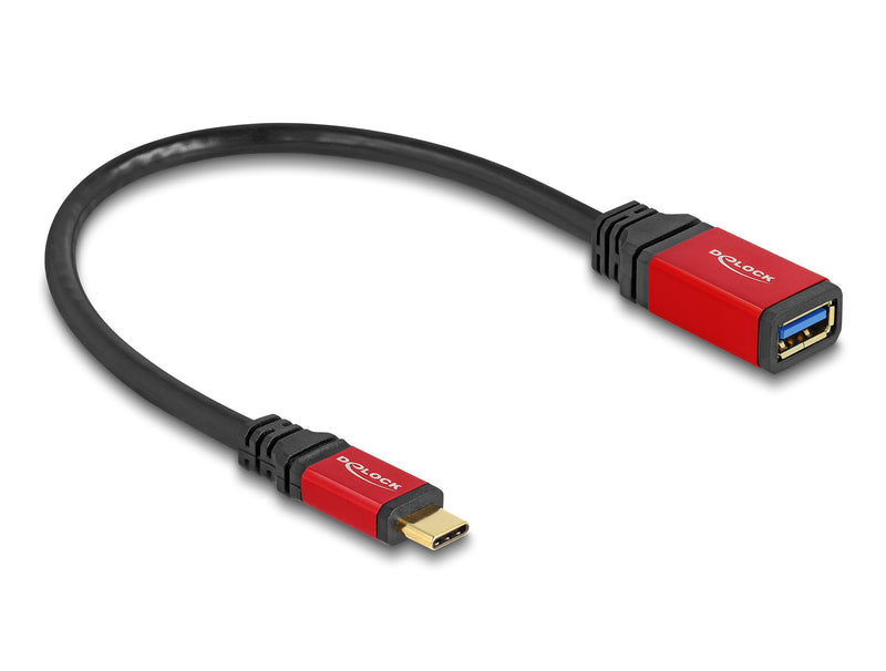 DeLOCK 60172 USB-kabel USB 3.2 Gen 2 (3.1 Gen 2) 0,15 m USB C USB A 10 Gbit/sek. Sort, Rød