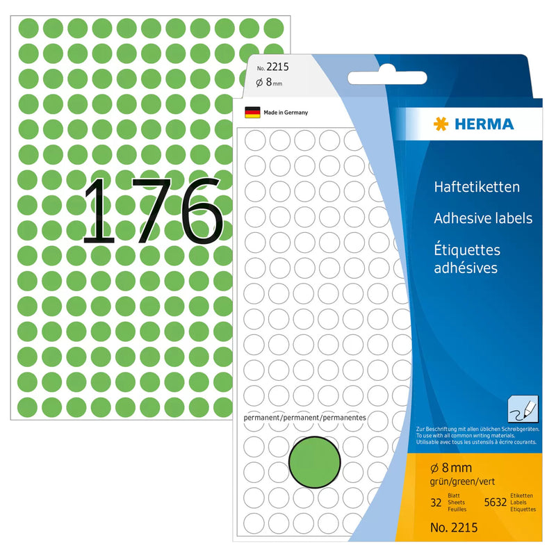 HERMA 2215 selvklæbende etiket Cirkel Grøn 5632 stk