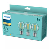 Philips Filament pære, klar 60 W A60 E27 x 3