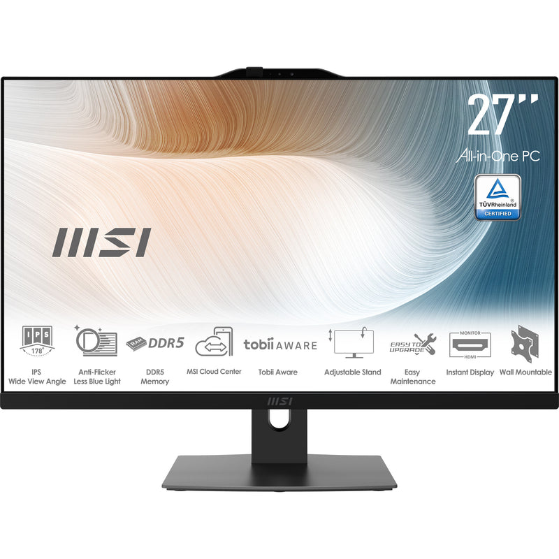 MSI Modern AM272P 1M-855EU Intel Core 5 120U 68,6 cm (27") 1920 x 1080 pixel All-in-One PC 16 GB DDR5-SDRAM 512 GB SSD Windows 11 Pro Wi-Fi 6E (802.11ax) Sort