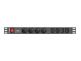 Lanberg PDU-04E04I-0200-BK strømforsyningsenhed (PDU) 4 AC stikkontakt(er) 1U Sort