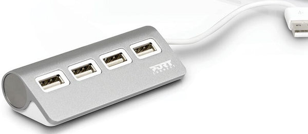 Port Designs 900120 interface hub USB 2.0 480 Mbit/s Grå, Hvid
