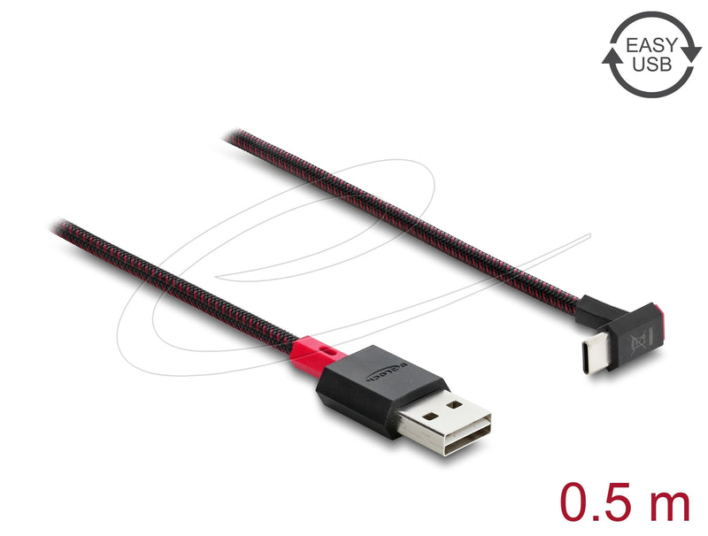 DeLOCK 81549 USB-kabel USB 2.0 0,5 m USB A USB C Rød, Sort