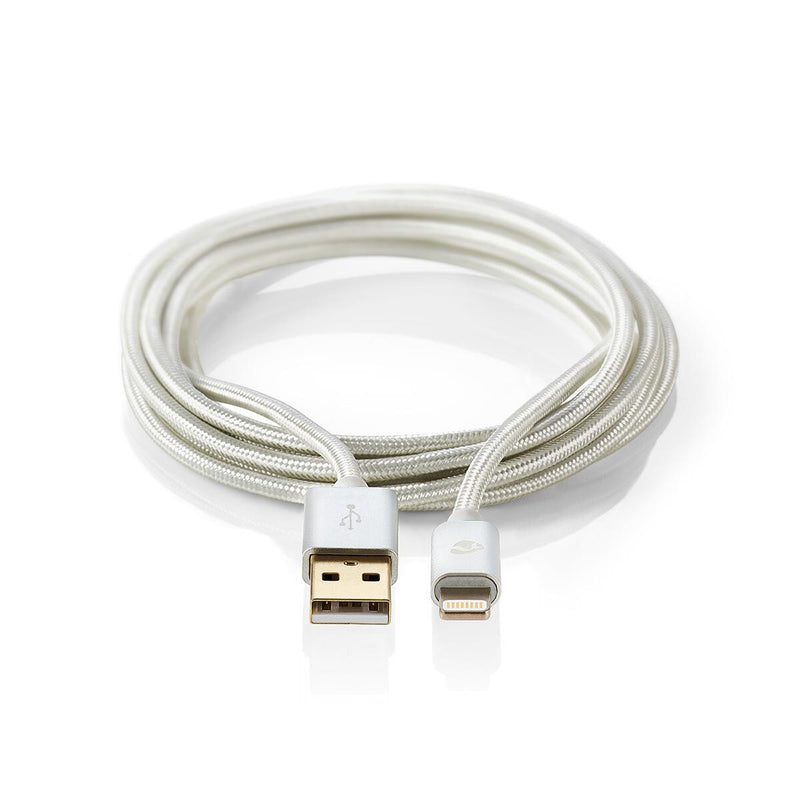 Nedis CCTB39300AL10 kabel til mobiltelefon Aluminium 1 m USB A Lightning